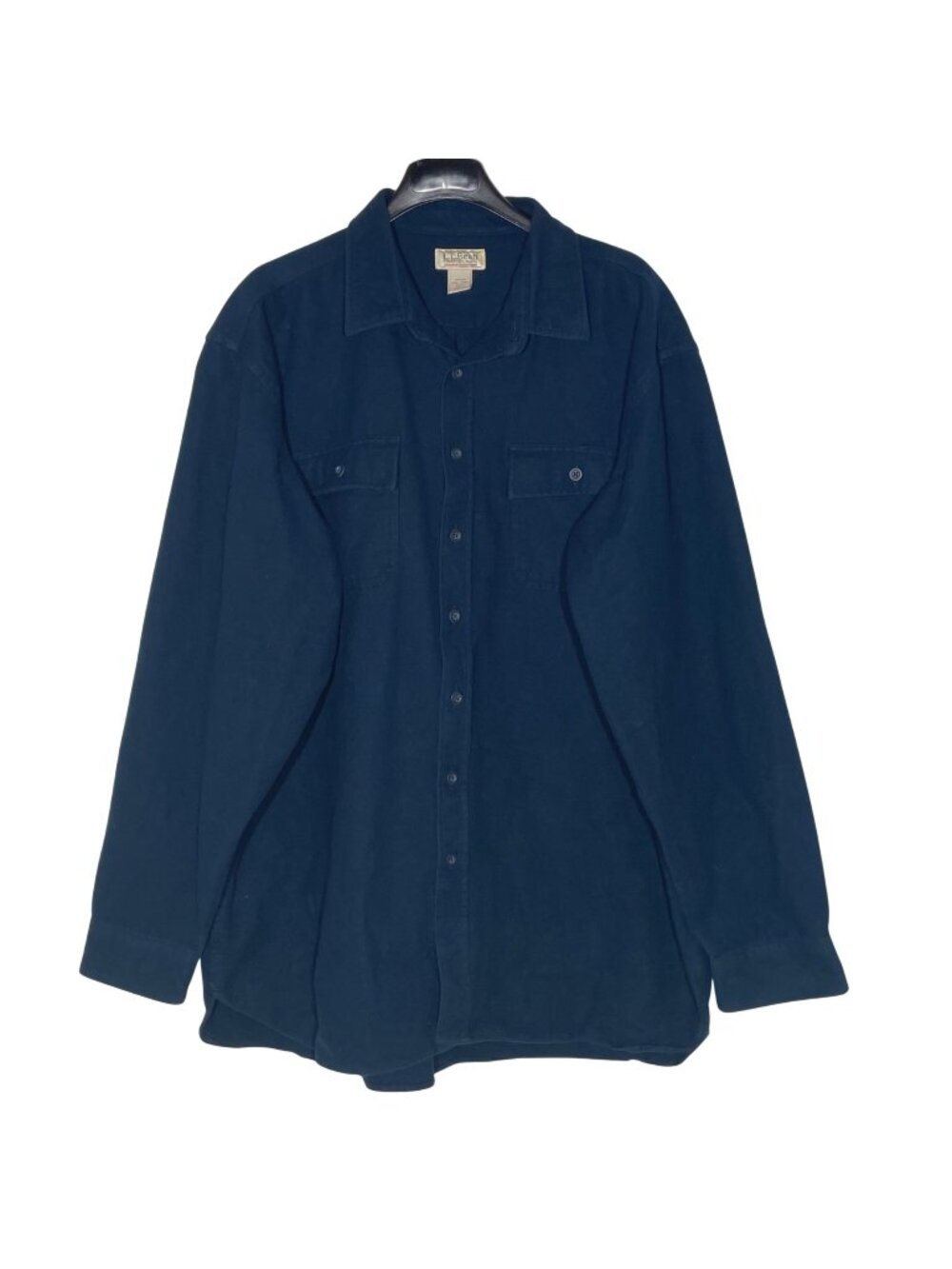 L.L. Bean Vintage Chamois Cloth Shirt Button Up Cotton Navy Blue Sz XXL TALL